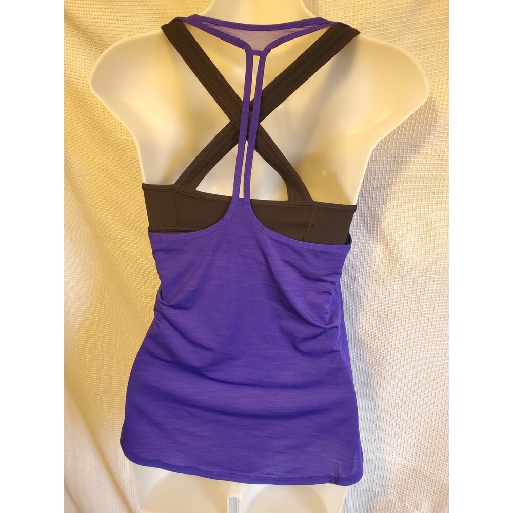 ATHLETA 2-IN-1 TANK TOP W/ ATTACHED Linned SPORTS BRA XXS Deep Purple Black Long